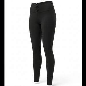 Aerie Offline Leggings Black Real Me High Rise Faux Lace Up Front